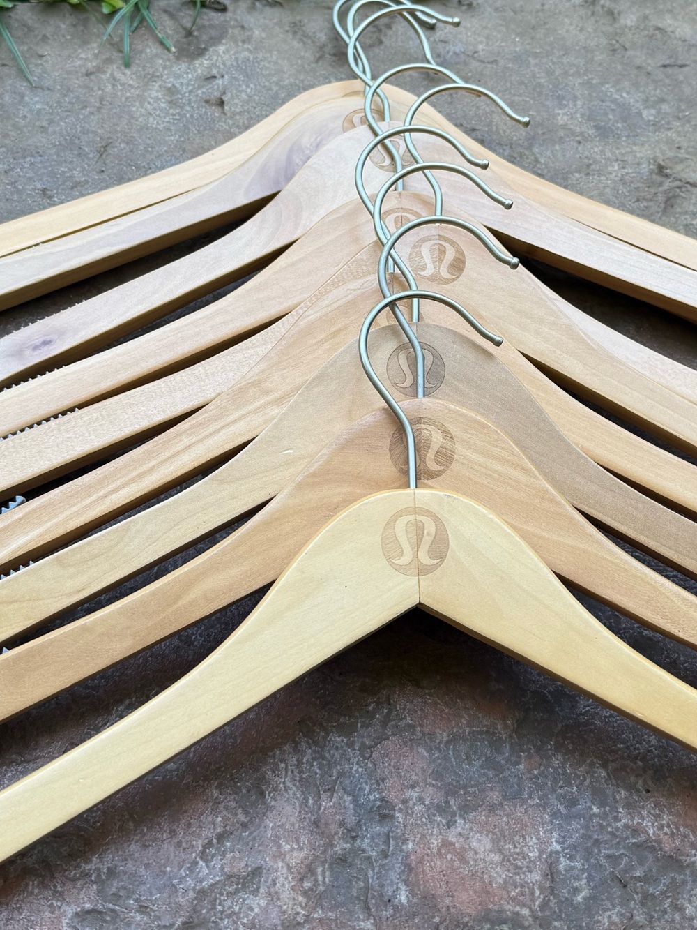 lululemon athletica Wooden Closet Hangers in Natural Wood and Silver Hooks